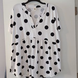 Womens soft, flowy, polka dot v neck top
